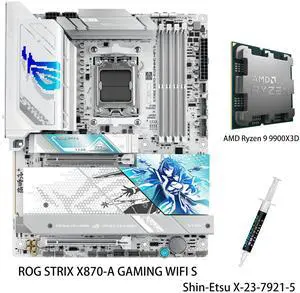 ASUS ROG STRIX X870-A GAMING WIFI S motherboard & AMD Ryzen 9 9900X3D CPU Combo, AMD AM5 X870 ATX motherboard 16+2+2 power stages, DDR5 AEMP, WiFi 7, 4x M.2, PCIe 5.0, USB4 ASUS ROG STRIX X870-A GAMING WIFI S motherboard & AMD Ryzen 9 9900X3D CPU Combo, AMD AM5 X870 ATX motherboard 16+2+2 power stages, DDR5 AEMP, WiFi 7, 4x M.2, PCIe 5.0, USB4