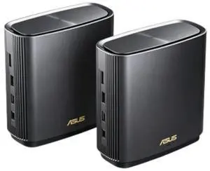 ASUS ZenWiFi AX7800 Black Mesh Router, WiFi 6 Tri-Band Wireless, Broadcom 1.7GHz Quad-Core Processor, Dual 160MHz Channels, 2.5G Ethernet Port, RangeBoost Plus, AiMesh Supported - Black (2-Pack) ASUS ZenWiFi AX7800 Black Mesh Router, WiFi 6 Tri-Band Wireless, Broadcom 1.7GHz Quad-Core Processor, Dual 160MHz Channels, 2.5G Ethernet Port, RangeBoost Plus, AiMesh Supported - Black (2-Pack)