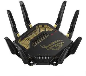 ASUS ROG Rapture 7 GT-BE96 Edition 20 Gaming Router, Exclusive Custom Black & Gold Color Scheme, Tri-Band WiFi 7, Dual 10G Ports & Four 2.5G Ports, 4K-QAM, Custom SSID, AiMesh ASUS ROG Rapture 7 GT-BE96 Edition 20 Gaming Router, Exclusive Custom Black & Gold Color Scheme, Tri-Band WiFi 7, Dual 10G Ports & Four 2.5G Ports, 4K-QAM, Custom SSID, AiMesh