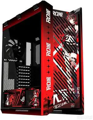 ASUS ROG GX601S RO Ji Custom Mid-Tower Case, Supports EATX motherboards, Aluminum alloy grille design, dual-sided tempered glass, Four 140 x 28mm high-performance fans, ARGB lighting, Red ASUS ROG GX601S RO Ji Custom Mid-Tower Case, Supports EATX motherboards, Aluminum alloy grille design, dual-sided tempered glass, Four 140 x 28mm high-performance fans, ARGB lighting, Red