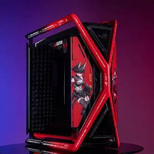 ASUS ROG GR701 RO Ji Custom Full-Tower Case, upports ATX and EATX motherboards, Features an aluminum alloy X-shaped frame, 4 140 mm fans, Supports AURA SYNC lighting effects, Red ASUS ROG GR701 RO Ji Custom Full-Tower Case, upports ATX and EATX motherboards, Features an aluminum alloy X-shaped frame, 4 140 mm fans, Supports AURA SYNC lighting effects, Red