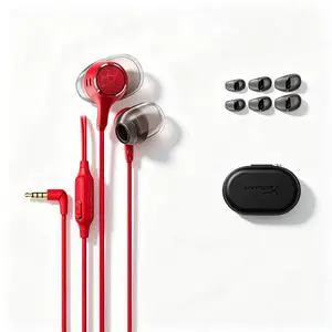 HyperX Cloud Earbuds III Wired In-Ear Gaming Earbuds, Featuring Patented Ear-Cavity Tip Design for Rich, Balanced Sound; 14.3mm Dynamic Driver, 33.5mm Connector, Red HyperX Cloud Earbuds III Wired In-Ear Gaming Earbuds, Featuring Patented Ear-Cavity Tip Design for Rich, Balanced Sound; 14.3mm Dynamic Driver, 33.5mm Connector, Red