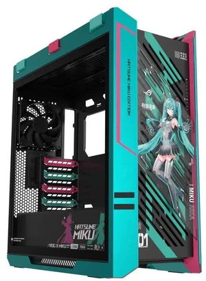 ASUS ROG GX601S Helios Mid-Tower Case, Hatsune Miku Edition, Supports EATX Motherboards, Aluminum Alloy Exoskeleton, Dual Tempered Glass Side Panels, 4×14cm Fans for Powerful Cooling, AURA SYNC ARGB ASUS ROG GX601S Helios Mid-Tower Case, Hatsune Miku Edition, Supports EATX Motherboards, Aluminum Alloy Exoskeleton, Dual Tempered Glass Side Panels, 4×14cm Fans for Powerful Cooling, AURA SYNC ARGB