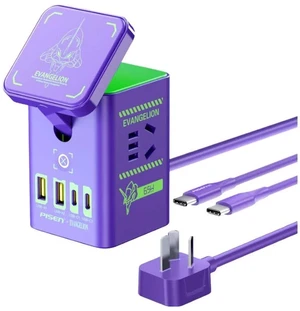 PISEN EVA Shinji Ikari 65W GaN Magnetic Wireless Charging Socket, 8-in-1 Portable Fast Charging Station, Support iOS, Android, Windows, and macOS Devices, Purple PISEN EVA Shinji Ikari 65W GaN Magnetic Wireless Charging Socket, 8-in-1 Portable Fast Charging Station, Support iOS, Android, Windows, and macOS Devices, Purple