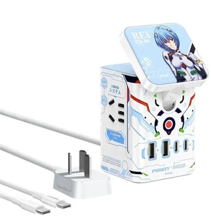 PISEN EVA Rei Ayanami 65W GaN Magnetic Wireless Charging Socket, 8-in-1 Portable Fast Charging Station, Support iOS, Android, Windows, and macOS Devices,White PISEN EVA Rei Ayanami 65W GaN Magnetic Wireless Charging Socket, 8-in-1 Portable Fast Charging Station, Support iOS, Android, Windows, and macOS Devices,White