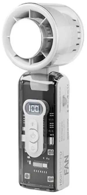 Handheld Turbo Fan Mini Ice Cooler USB Powered Digital Display Outdoor Camping Travel Desktop Folding Summer Cooling Fans (White)