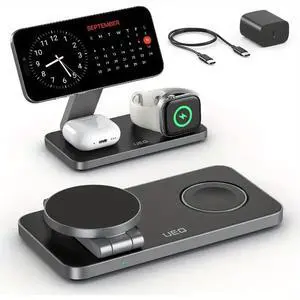 Foldable 3-in-1 MagSafe Wireless Charging Station for iPhone 16/15/14/13/12, Apple Watch Ultra/SE, AirPods Pro  Portable Magnetic Charger Stand for Apple Devices