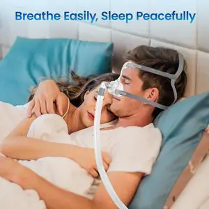 Monport| Nasal CPAP Mask for Obstructive Sleep Apnea - 4-Point Adjustable Headgear & Dual-Layer Silicone Cushion - 360° Quiet Ventilation, Quick-Release Elbow & Reusable Design (Standard Size)