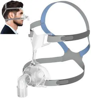 Monport Quiet CPAP Nasal Mask: Double Liquid Silicone Cushion, 4-Point Headgear, 360° Swivel & Venting Elbow for Obstructive Sleep Apnea