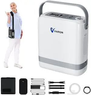 Monport| Portable Oxygen Concentrator with Pulse Flow - [8 Flow Settings], 93% O Concentration, Rechargeable Battery (4 Hours), 48dB, AC/Battery Use, Includes 4-Way Carry Bag