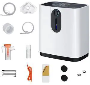 Monport|7L/min Dual-Purpose Oxygen Concentrator with Nebulizer & Negative Ion Technology, Adjustable Flow, 0.5-4H Timer, Remote Control, 48dB Quiet Operation, for Home Use (AC110V)
