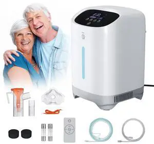Monport|7L/min Oxygen Concentrator with Nebulizer, 93% Purity, 45dB Ultra Quiet, Voice Assist & Remote Control, for Home Use (AC110V)