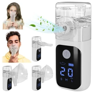 Monport| Portable Mesh Cool Mist Humidifier, LCD Display, 3 Mist Modes, Self-Clean, USB-C 1200mAh Battery, Quiet 50dB, Compact Mist Maker with Soft Face Covers & Mouthpiece Monport| Portable Mesh Cool Mist Humidifier, LCD Display, 3 Mist Modes, Self-Clean, USB-C 1200mAh Battery, Quiet 50dB, Compact Mist Maker with Soft Face Covers & Mouthpiece