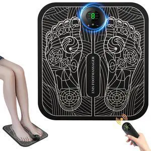 Monport|Compact Foldable EMS Foot Massager Mat for Neuropathy Relief - 6 Modes, 9 Intensity Levels, Rechargeable & Wireless Foot Pain Relief for Plantar Fasciitis, Muscle Recovery, and Circulation