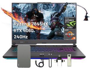ASUS ROG Strix G17 Gaming Laptop, 17.3" 240Hz QHD Display, 16GB DDR5, 1TB PCIe SSD, AMD Ryzen 9-7845HX, GeForce RTX 4060, Win 11 Pro, RGB Keyboard, Wi-Fi 6E, Gray, 160GB Docking Station Set