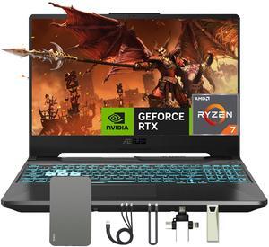 ASUS TUF A15 15.6" FHD 144Hz Gaming Laptop, 16GB DDR5 RAM, 512GB SSD, AMD Ryzen 7 7435HS, GeForce RTX 3050 4GB GDDR6, Win 11 Pro, RGB Backlit Keyboard, Wi-Fi 6, Black, 128GB Docking Station Set
