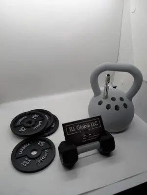 Gym Themed Desk Accessories  Dumbbell Business Card Holder, Kettlebell Pen Holder, and 4 Weight Coasters barbell. perfect for Gym office