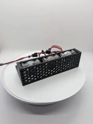 5.25 inch Black Fan Assembly fits optical drive bay with RGB lights vented hexagon sm.