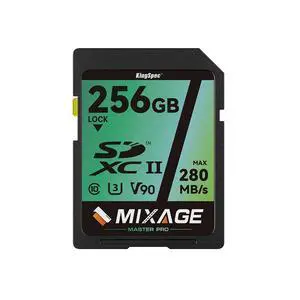 MIXAGE High Speed 256GB C10 UHS-II U3 V90 A1 SD Memory Card Read/Write Speed Up to 280/269MB/s For 4K/8K Video Recording 256GB