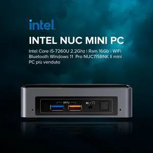 Restored Intel NUC NUC7i5BNK Mini PC/HTPC, Intel Core i5-7260U Upto 3.4GHz, 16GB DDR4, 256GB SSD, Windows 11 Pro, Wifi, Bluetooth, 4k Support, Dual Monitor Capable, Thunderbolt 3
