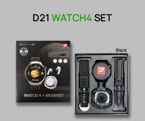 New D21 watch4 SET Round screen smartwatch Set High-definition wireless charging steel leather multi-strap 7+1 hand