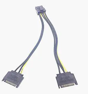 Dual sATA 15-pin to 8-pin graphics card power cable, 8-pin graphics card power supply cable, SATA 15-pin to8-pin male conversion. 2PCS