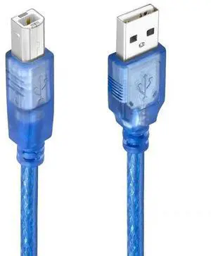 Transparent blue UsB 2.0 printing cable. A to Bm allcopper high-speed round connector UsB printer data cable, 1.5 meters long