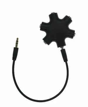 Five-channelaudiosplitterwith3.5mmsnowtlake connector-a five-channel audiomusicamong fve headphones.