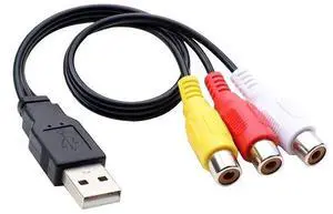 USB male to 3RCA female AV audio cable 3RCA USBA male to three-lobed female connector video/audio cable 25cm