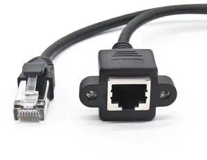 Network cable extension cable (male to female) RJ45 network exten sion cable with ear for fiing and screw holes 30cm patch
panel network cable