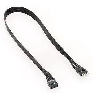 front audio extension cable for coimputer motherboard - male to female connection - black ca ble - HD AUDI0 gPiN connection cable