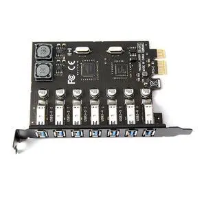 EC chipPCle to UsB 3.0 adapter with 7 ports for PClE expansion card for desktop computers. No external powersupplyrequired