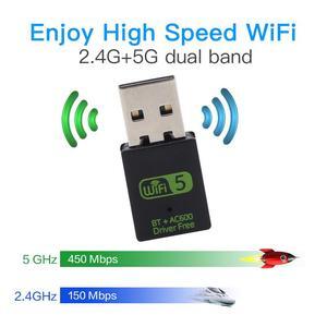 USB Bluetooth wireless network card, 600Mbps dualband wireless network card,. driver-free version,WiFi and Bluetooth 2-in-l