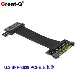 U.2 SFF-8639 PCI-E to F8639 Male-to-Female SSD Extension Cable for SAS Data Line Computer 20CM