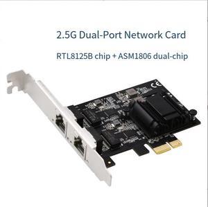 PCle to 2-port2.5G Gigabit Network Card ServerDesktop Soft Router2500M High-Speed RJ45 8125B