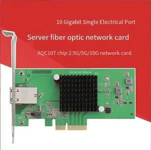 The PCle x4 single-port 10G Gigab it network card, model AQtion AQC107, is equipped with the chip sup porting WOL, PXE and MAC