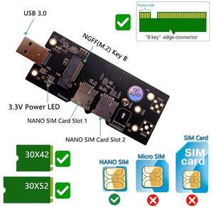 M.2 to UsB 3.0 with dual SlM card slot, 3G/4G/5G/LTE module to UsB 3.0