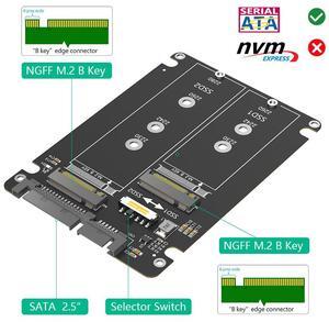 Dual M.2 to SATA3.0 adapter card, dual NGFF solid-state SSD to 2.5-inch SATA3.0 adapter card with enclosure