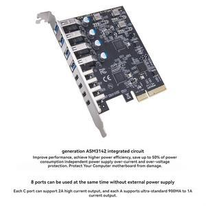 PCI-E to Type-c USB3.2 GEN2 Expansion Card 20G Computer Hub Hub Adapter ASM3142 Desktop Computer