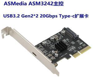 Desktop PC PCle to Type-C USB 3.2 Gen2x2 20Gbps Driver-Free Expansion Adapter Card ASM3242