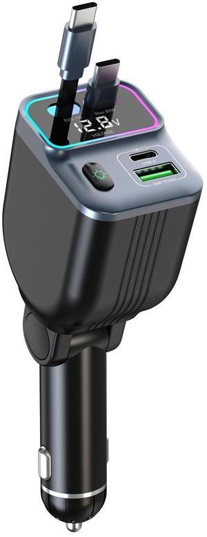 New GC15 in -carcharger with P D65W extension cord, Apple, Huawei cigarette lighter adapter,fast charging, digjtal display car charger