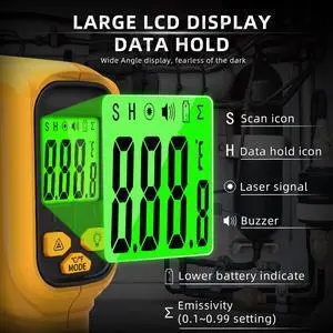 BsiDE infrared Temperature Meter- High-precision industrialTemperature Gun for Household Use, Kitchen Water Temperature,oi Temperature,and Baking
Temperature Measurement