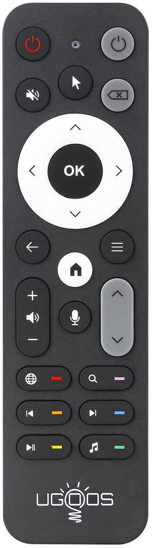 UR02 Bluetooth remote control supports voice microphone, gyroscope, infrared learning function and 24 keys.