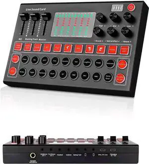 M9 sound card Englishversion live streamingequpment sound cardexclusvely imported across borders with colored lights, compatiblewith multiple platfors for singinglve broadcasts