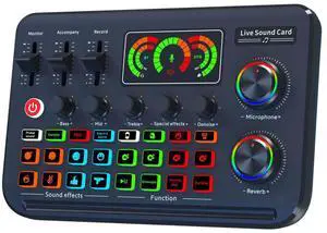 F999 live sound card supports custom sound effects, English-wrapped microphone, UsB, dual-channel.