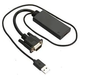 VGA + USB to HD 1080P VGA to HDMl High Definition Converter with Audio Power Supply Adapter Cable