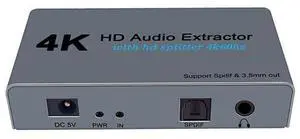 High-defnition HDMl audio splitter - 4KHD Audio Extractor - 2-in-2-out distributor switcher