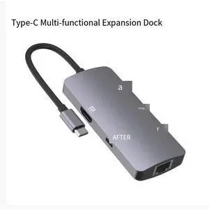 Type-CtoHD 4K+PD+ 100MbpsEthernet portRJ45+2*USB2.0+USB3.0 high-speed dockingstation