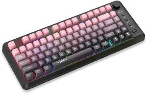 Three-mode BT wireless film keyboard with gradient color cap,8l keys, rechareeable, colorful, compact ofice and gaming keyboard