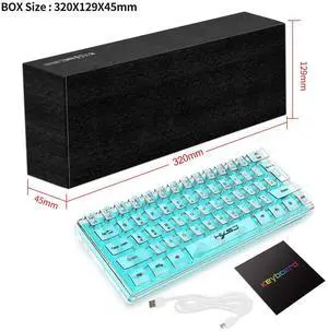New V700 61-key wired membrane keyboard with ful transparent gaming keyboard featuning, RG8 backlighting and mechanical feel gaming keyboard